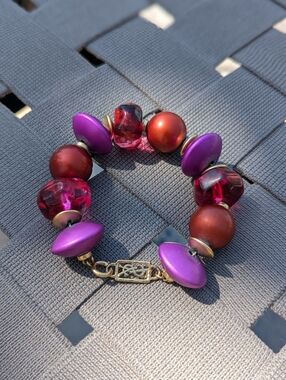 Yves Saint Laurent YSL 1990's Vintage Chunky Lucite Bead Bracelet RARE HTF
